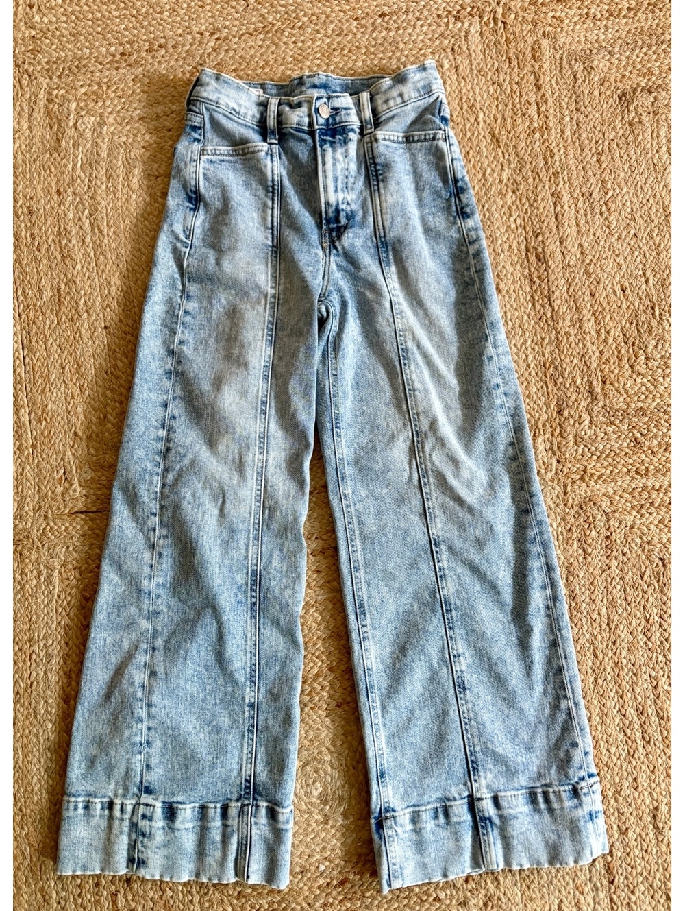 GAP High Rise Stride Ankle Jeans 25 Light Wash Wide Leg Cropped Denim - Picture 3 of 8